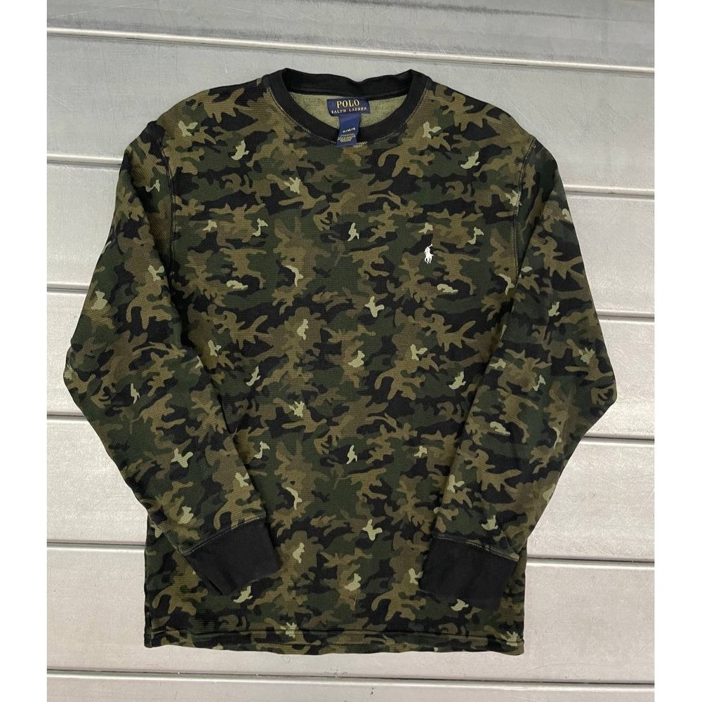 Polo Ralph Lauren Long Sleeve Thermal Kids XL Camo Waffle Knit Shirt‎